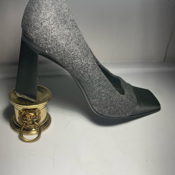 Prada charcoal gray wool pumps heels with - Picture 7 of 12